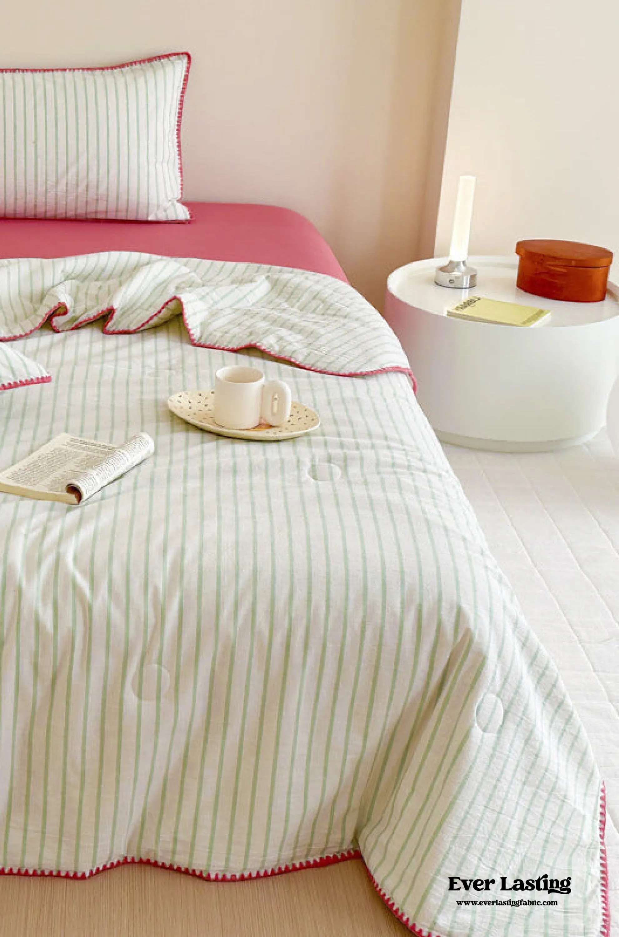 Striped Breathable Blanket Set / Green
