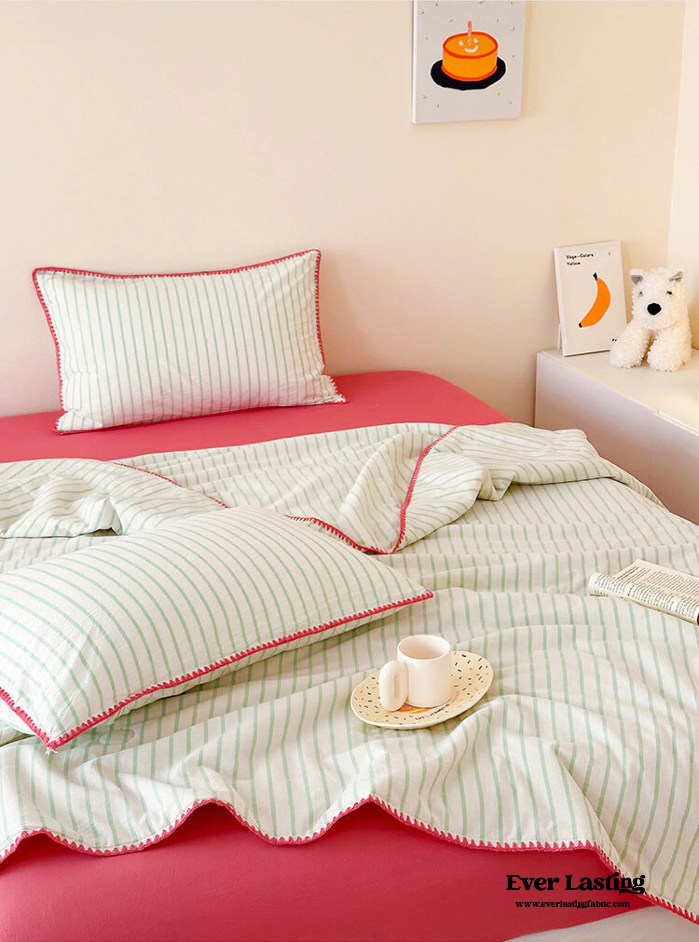Striped Breathable Blanket Set / Green