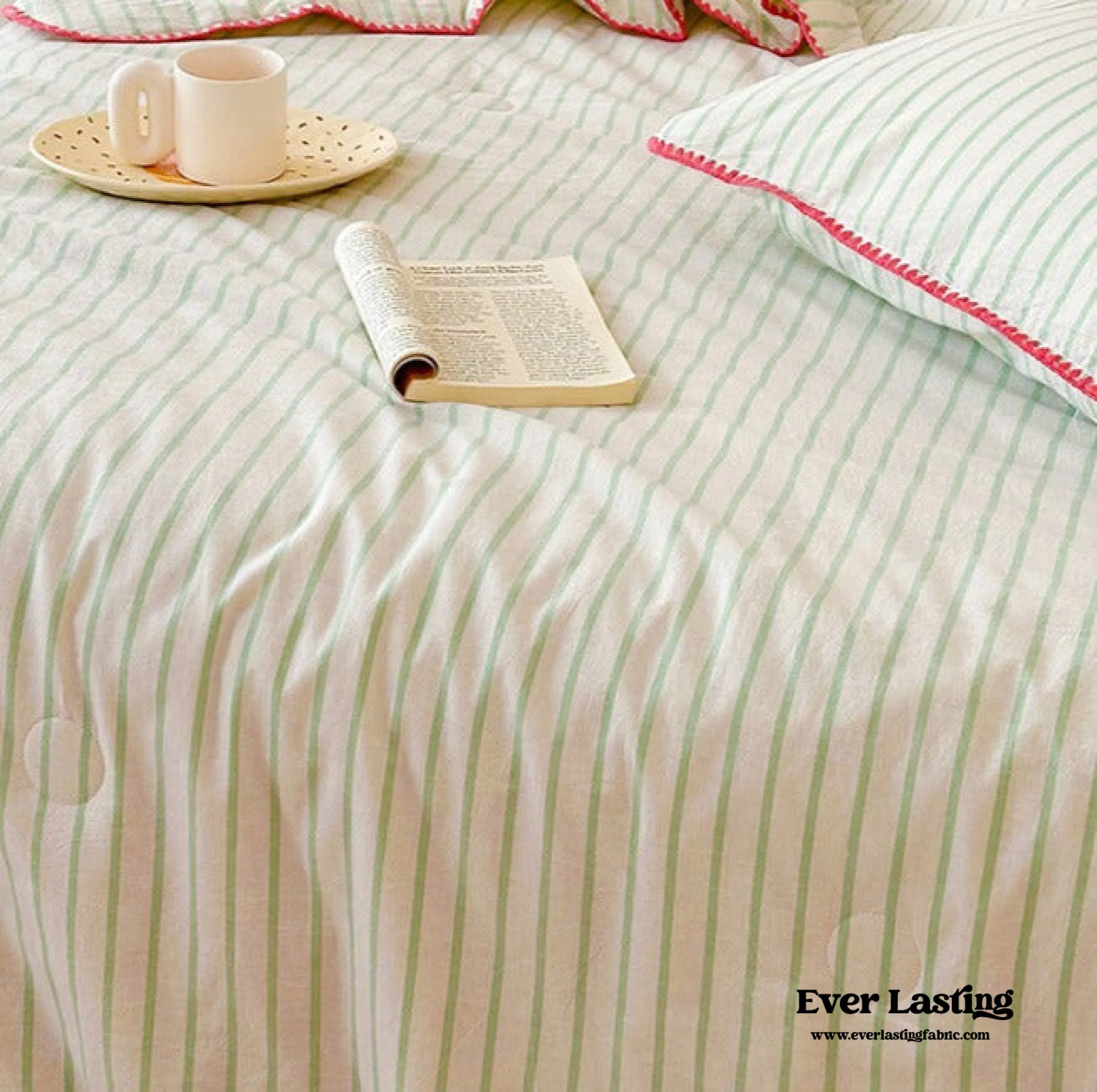 Striped Breathable Blanket Set / Green