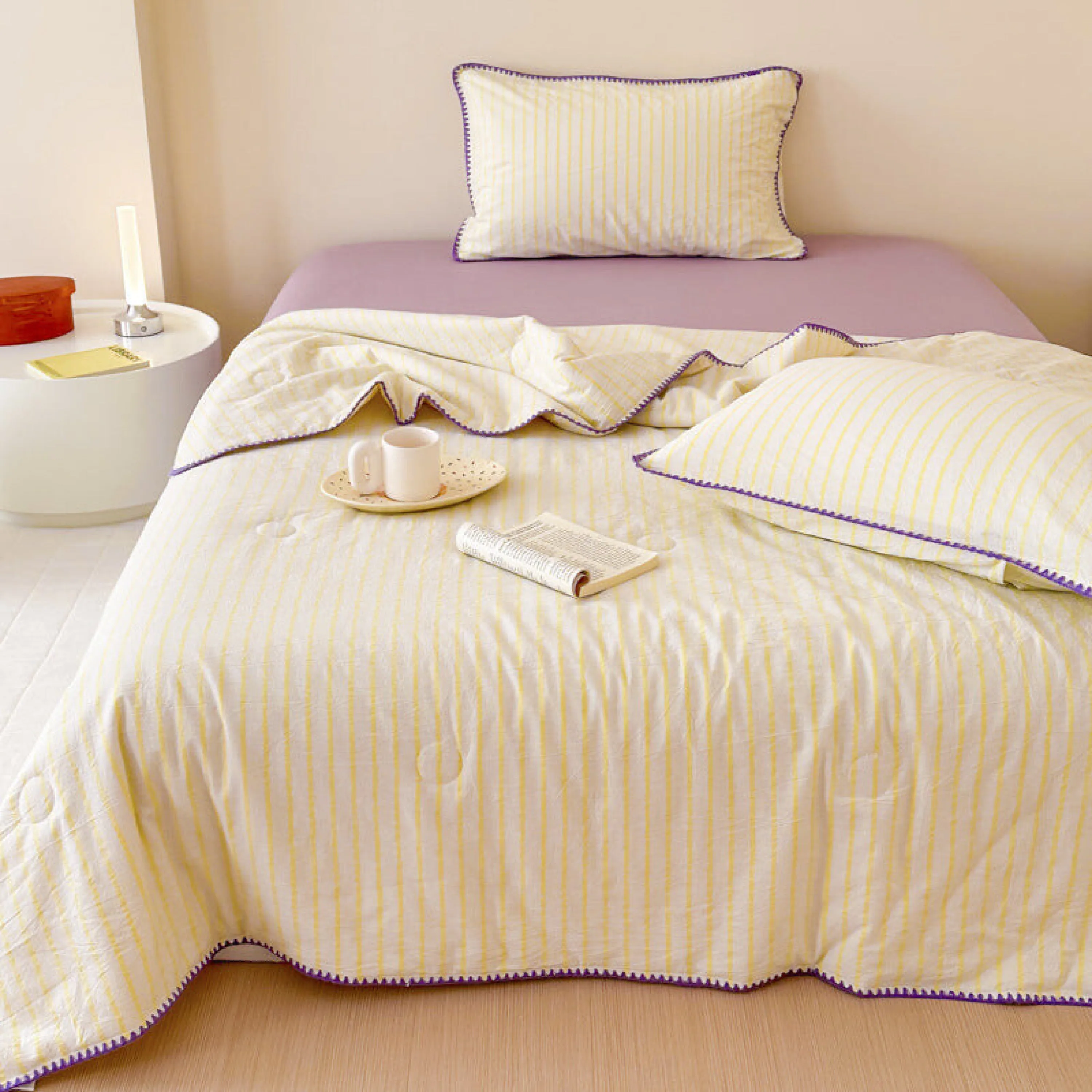Striped Breathable Blanket Set / Green
