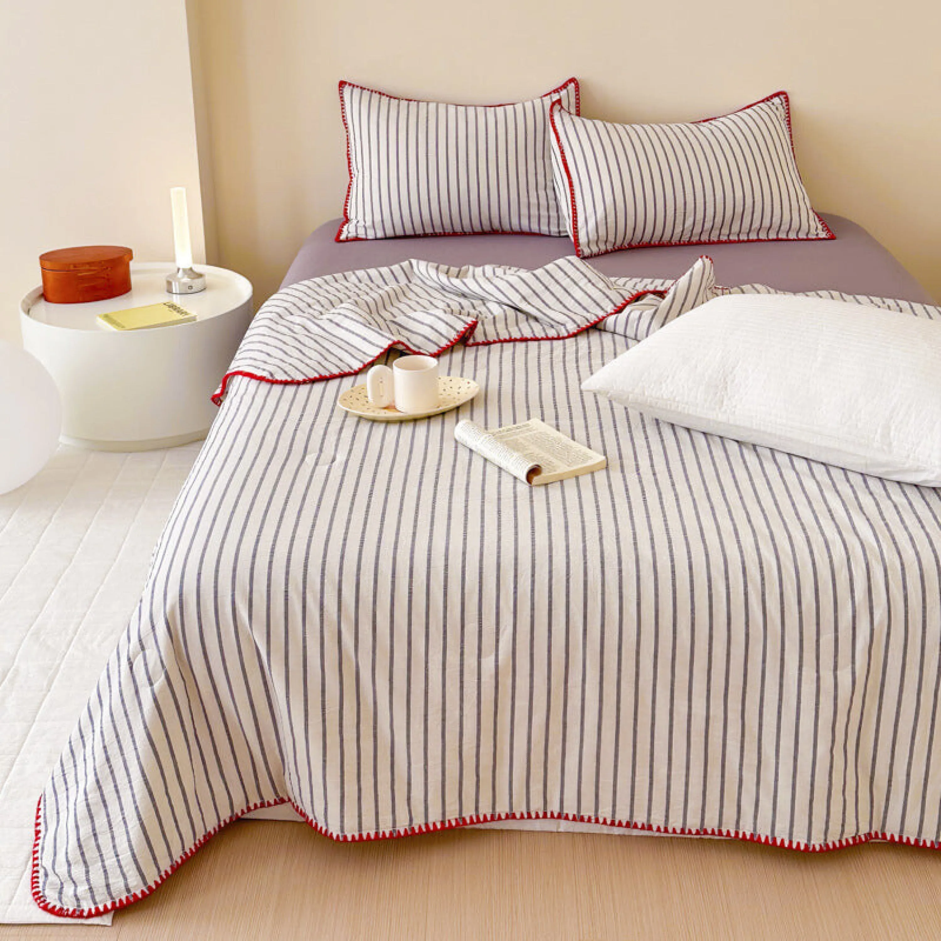 Striped Breathable Blanket Set / Green