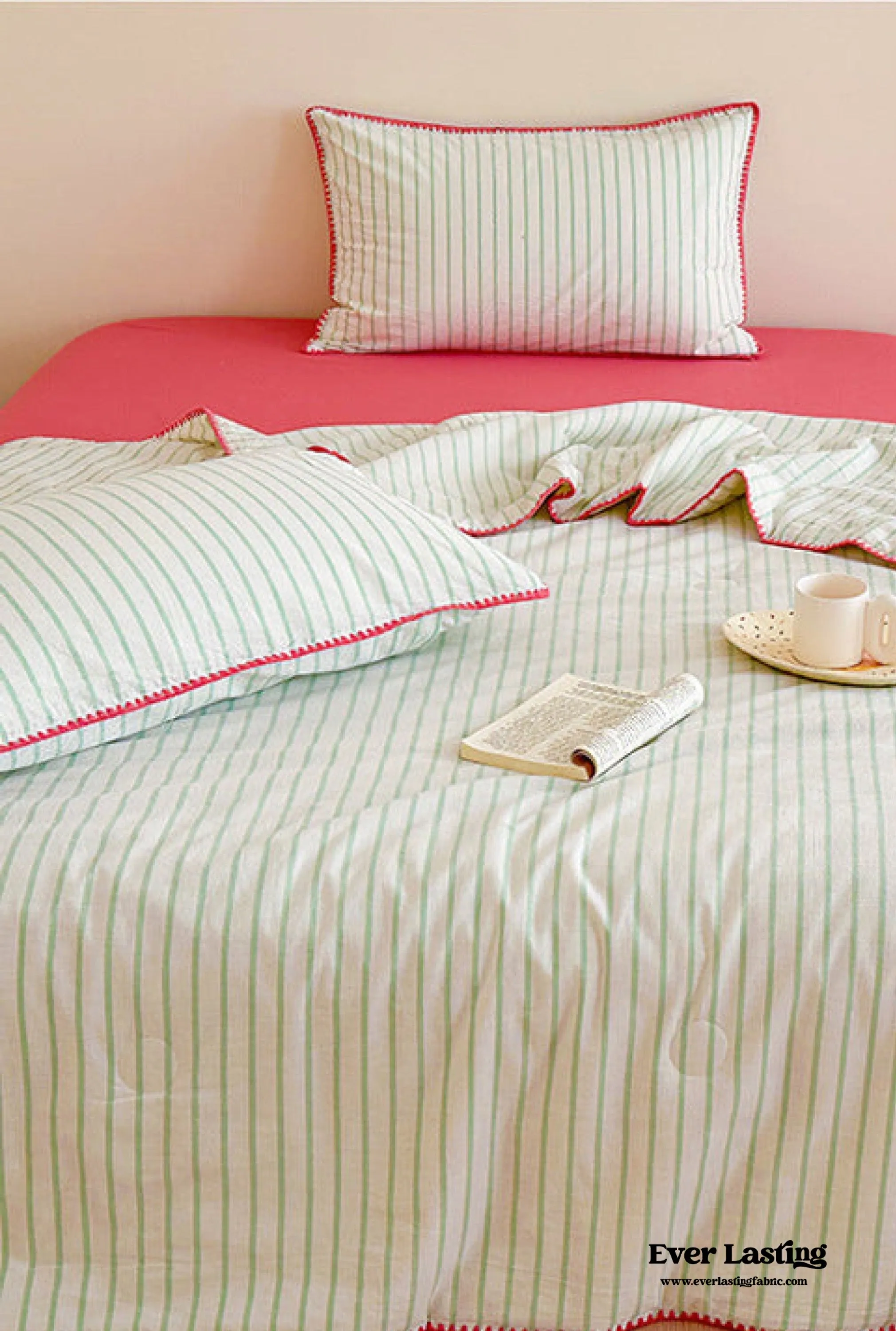 Striped Breathable Blanket Set / Green