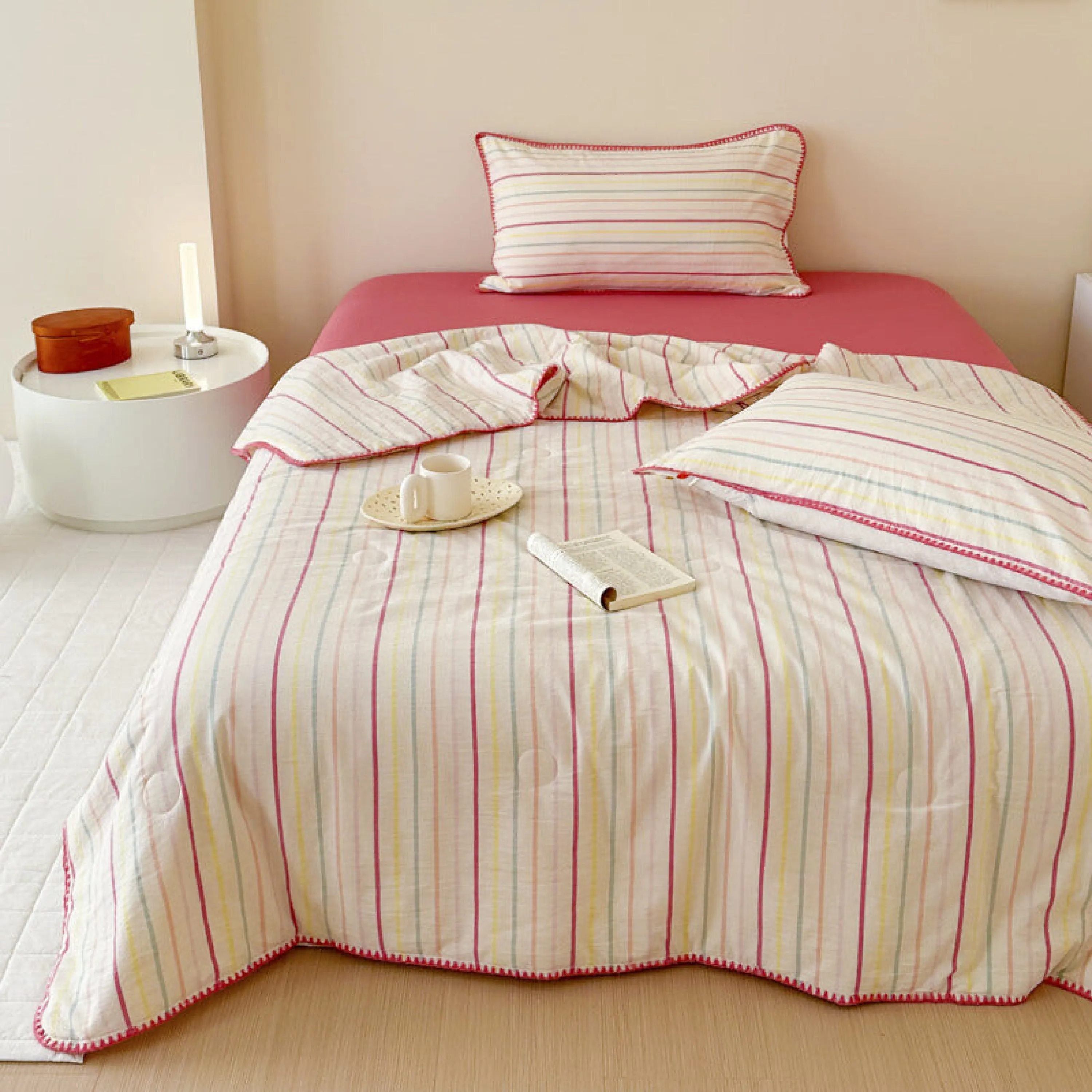 Striped Breathable Blanket Set / Green