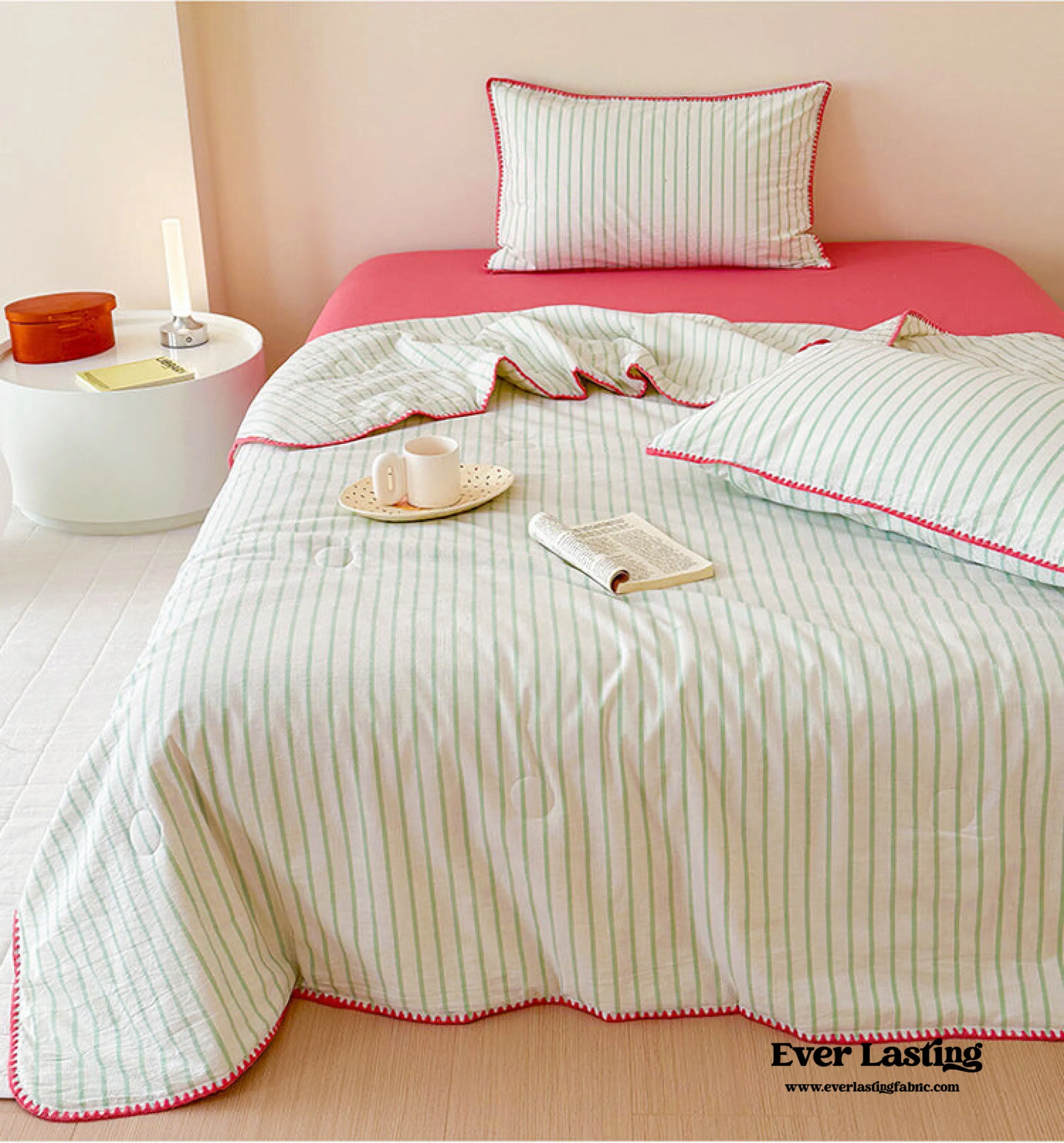 Striped Breathable Blanket Set / Green