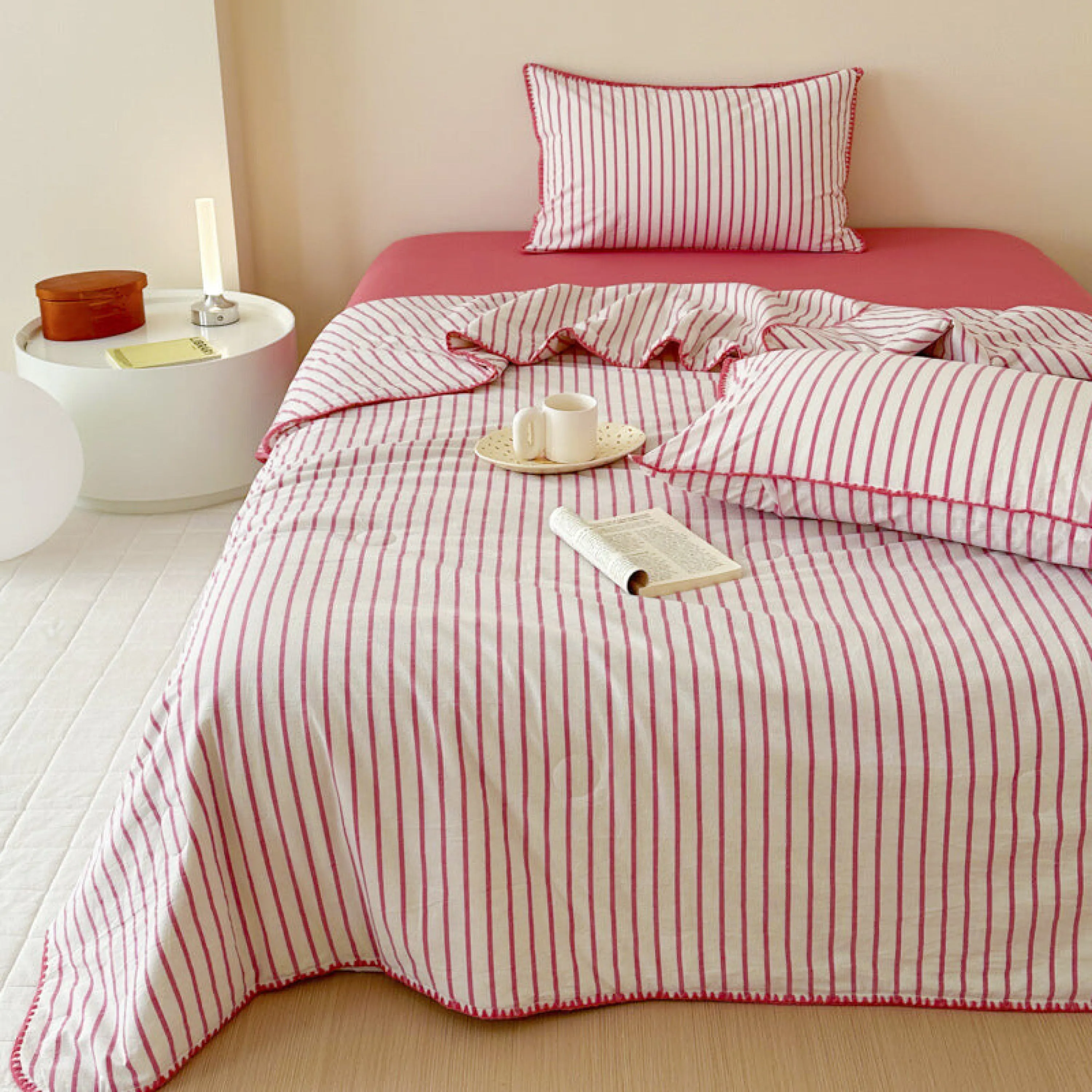 Striped Breathable Blanket Set / Green