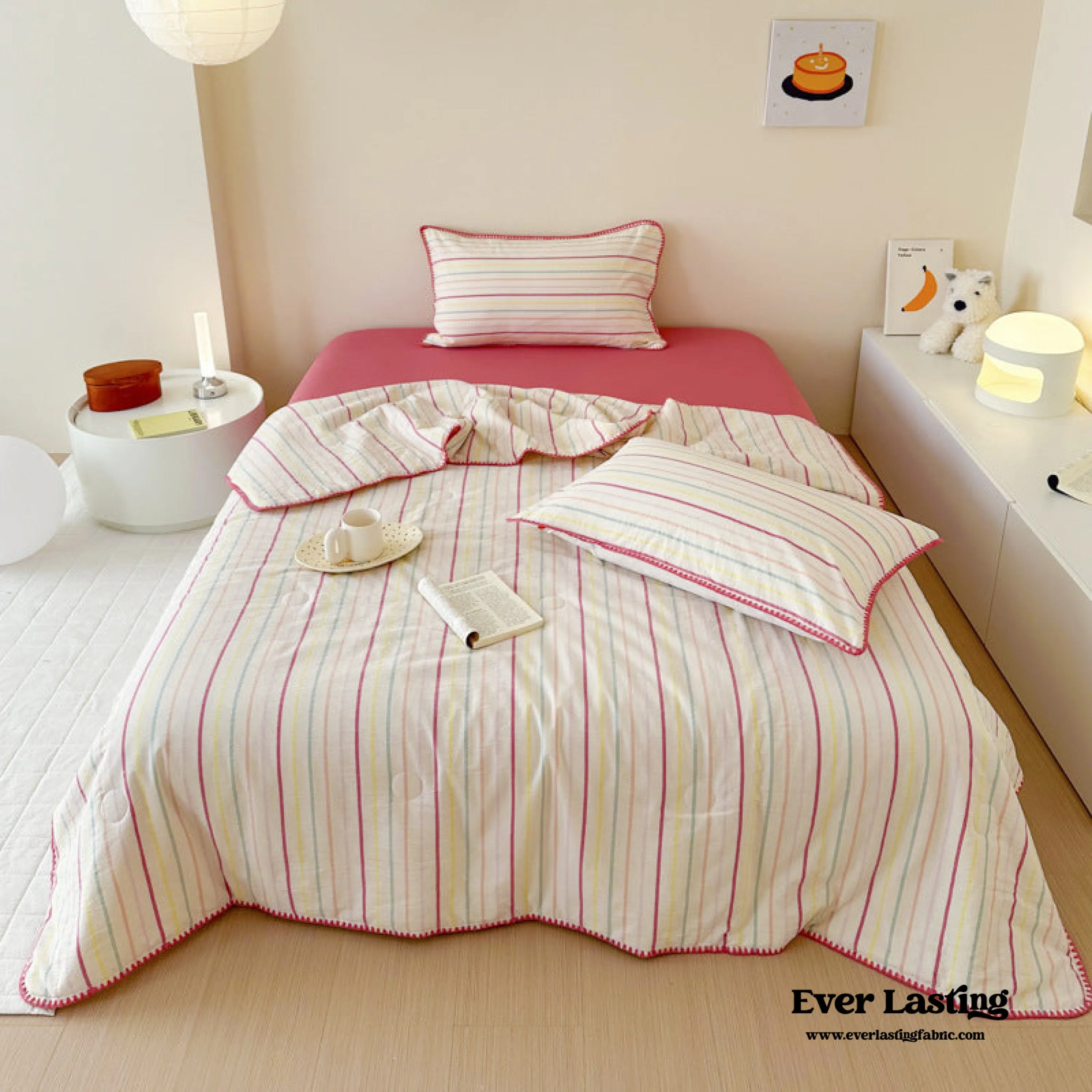 Striped Breathable Blanket Set / Green