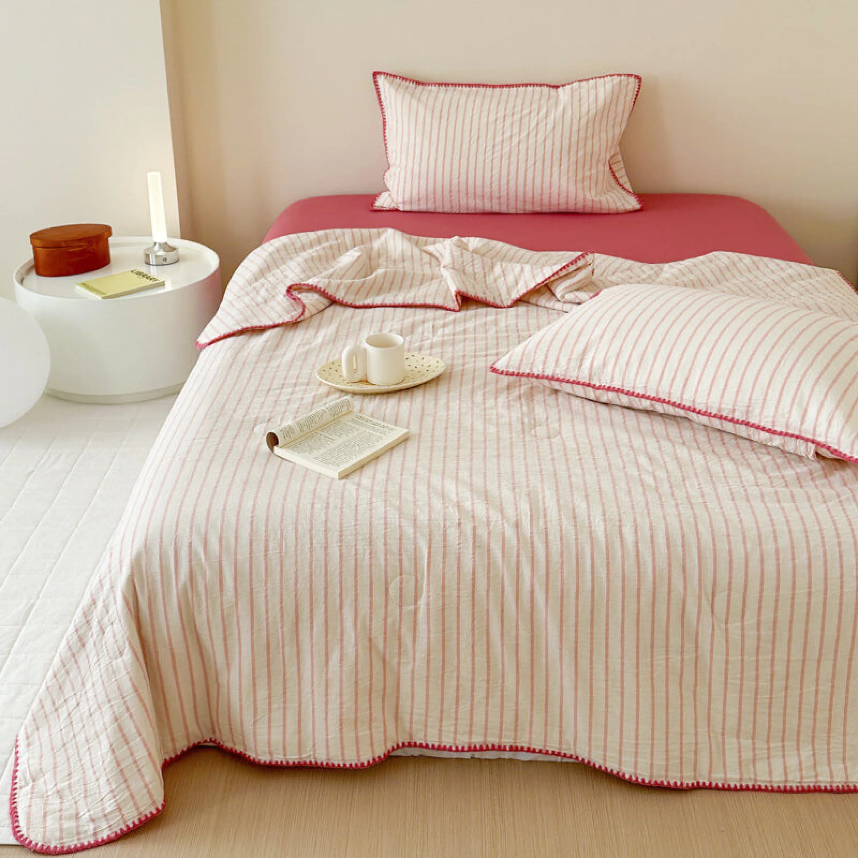 Striped Breathable Blanket Set / Green