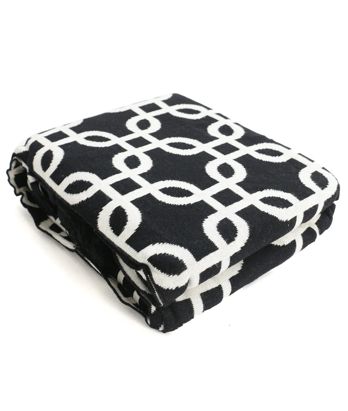 Stroke - Black & Natural 100% Cotton Knitted All Season AC Throw Blanket