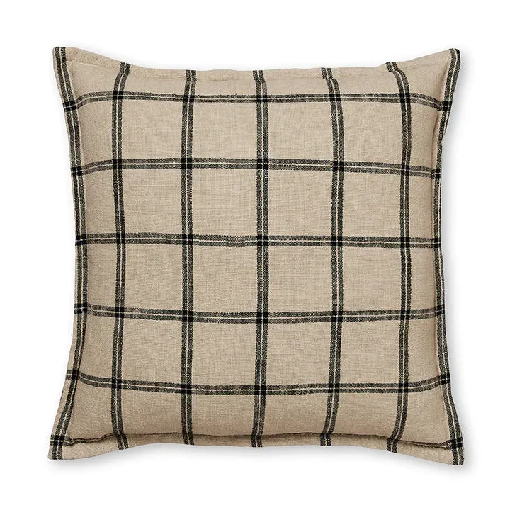 Surrey Black/Sand Check Feather Cushion