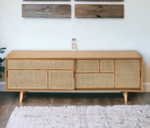 TEAK WOOD CANE TV UNIT