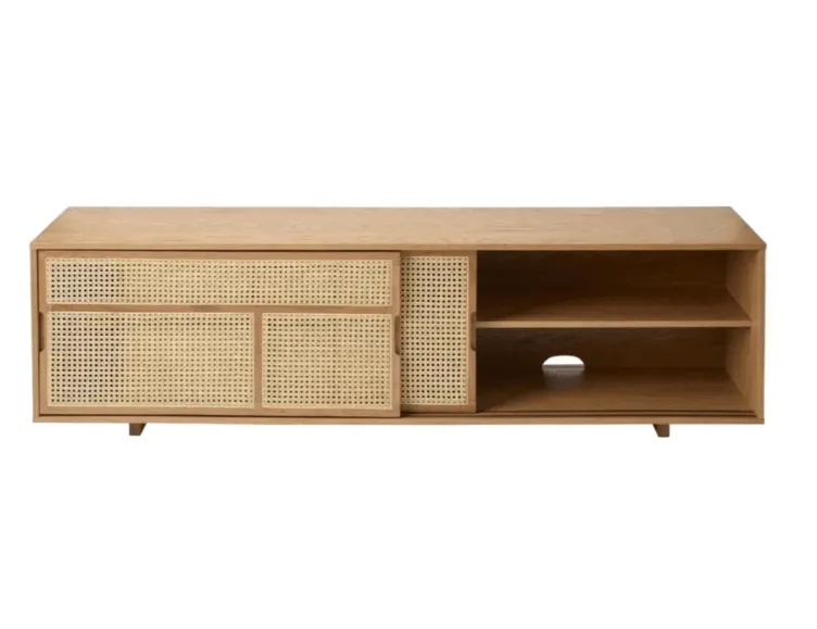 TEAK WOOD CANE TV UNIT