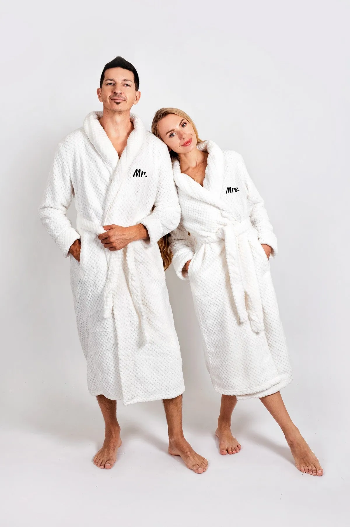 Terry Waffled Bathrobes for Men and Women Holiday gift Style 1 - Vinyl
