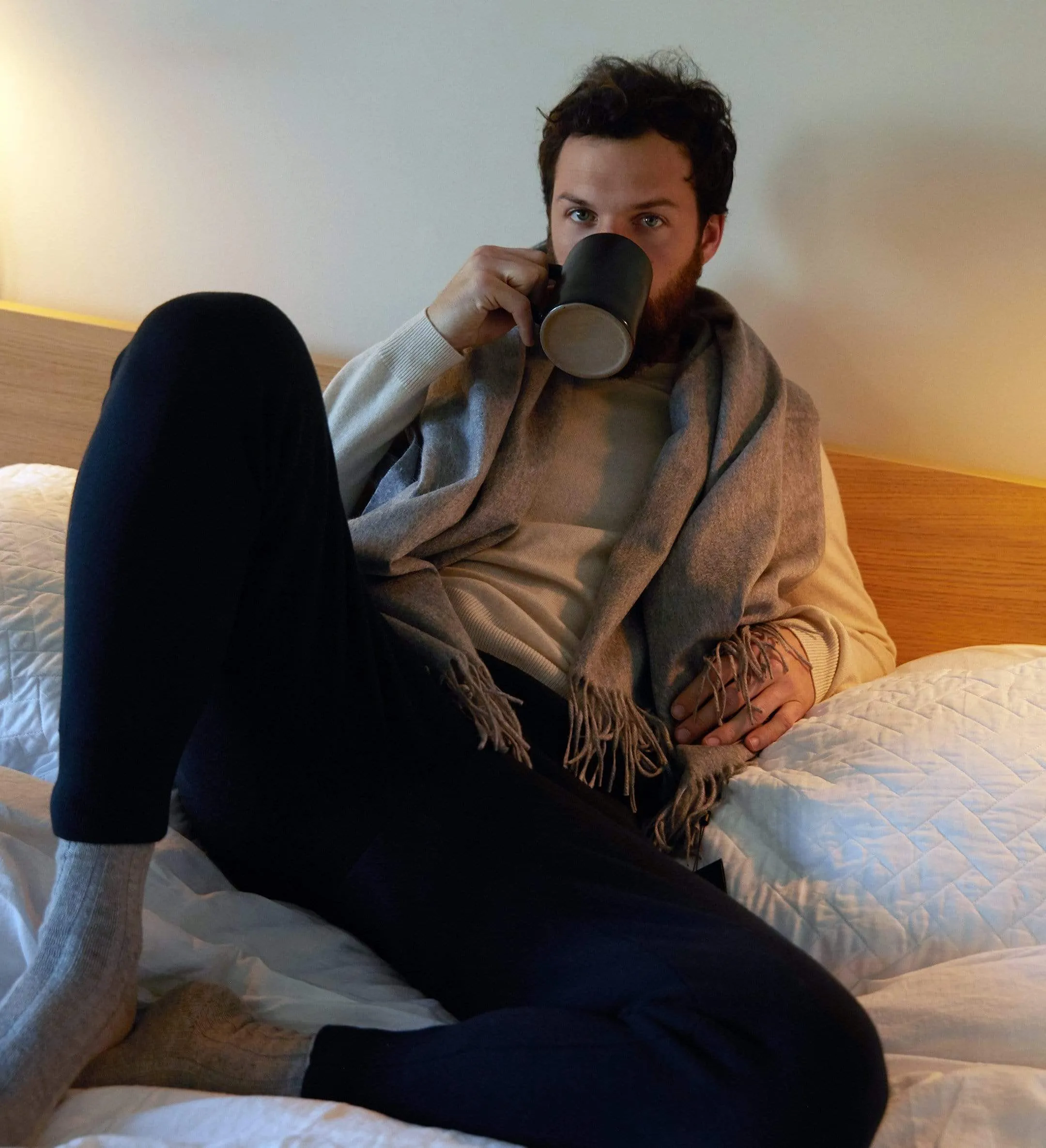 The Solid Cashmere Fringe Throw Blanket