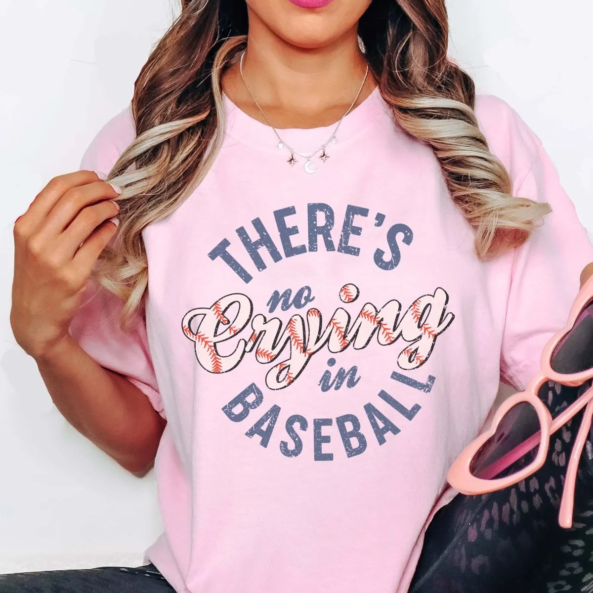 There's No Crying In Baseball Stitching Comfort Color Tee
