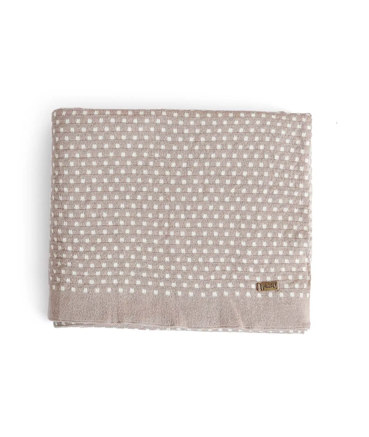 Tiny Check Cotton Knitted All Season AC Throw Blanket (Stone & Natural)