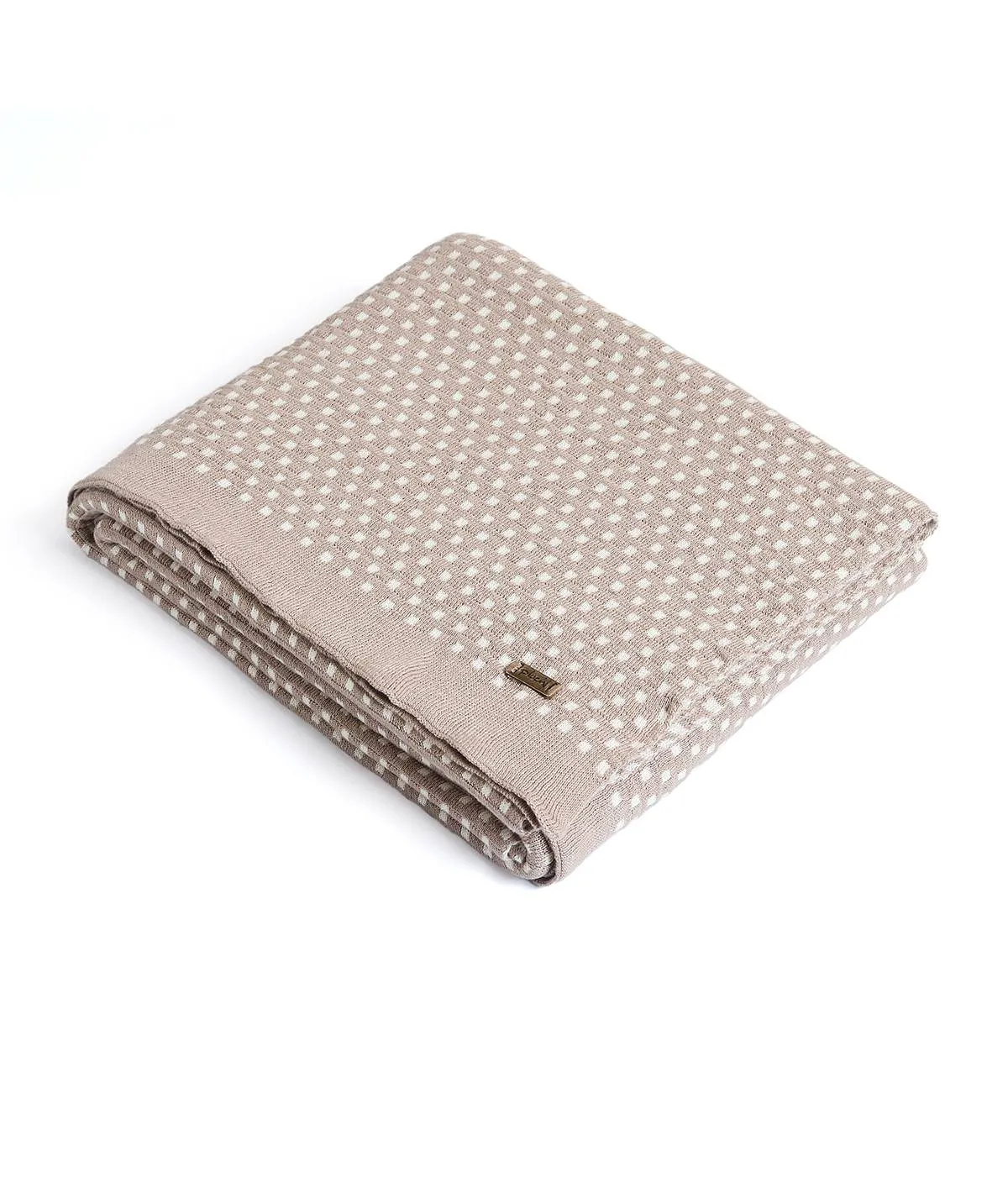 Tiny Check Cotton Knitted All Season AC Throw Blanket (Stone & Natural)