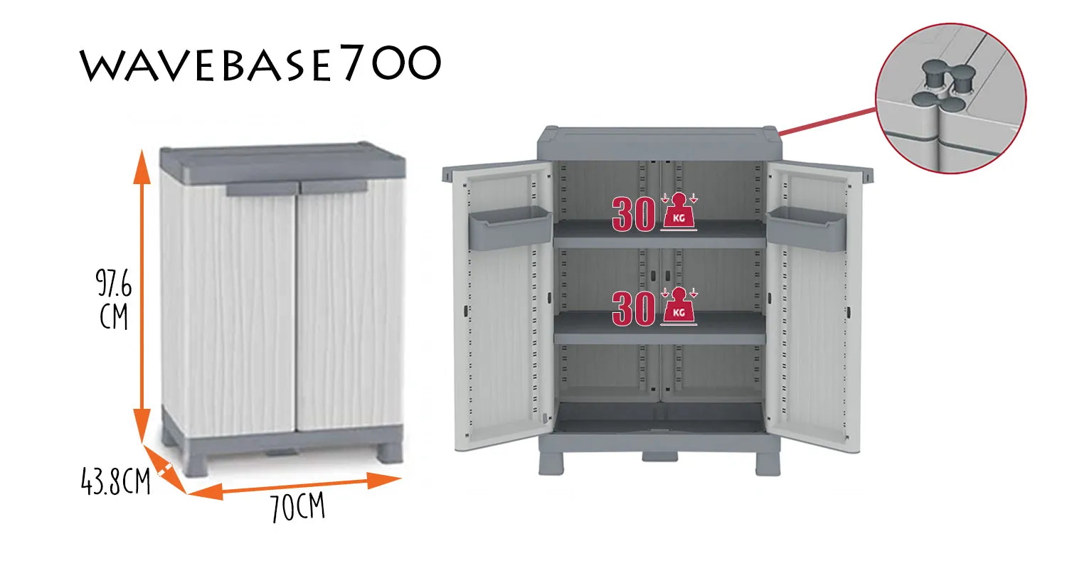 Tr2569 Terry Base700 Cabinet (2 Shelves, 2 Bins)