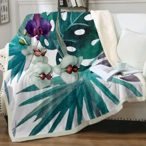 Tropical Orchids Soft Sherpa Blanket
