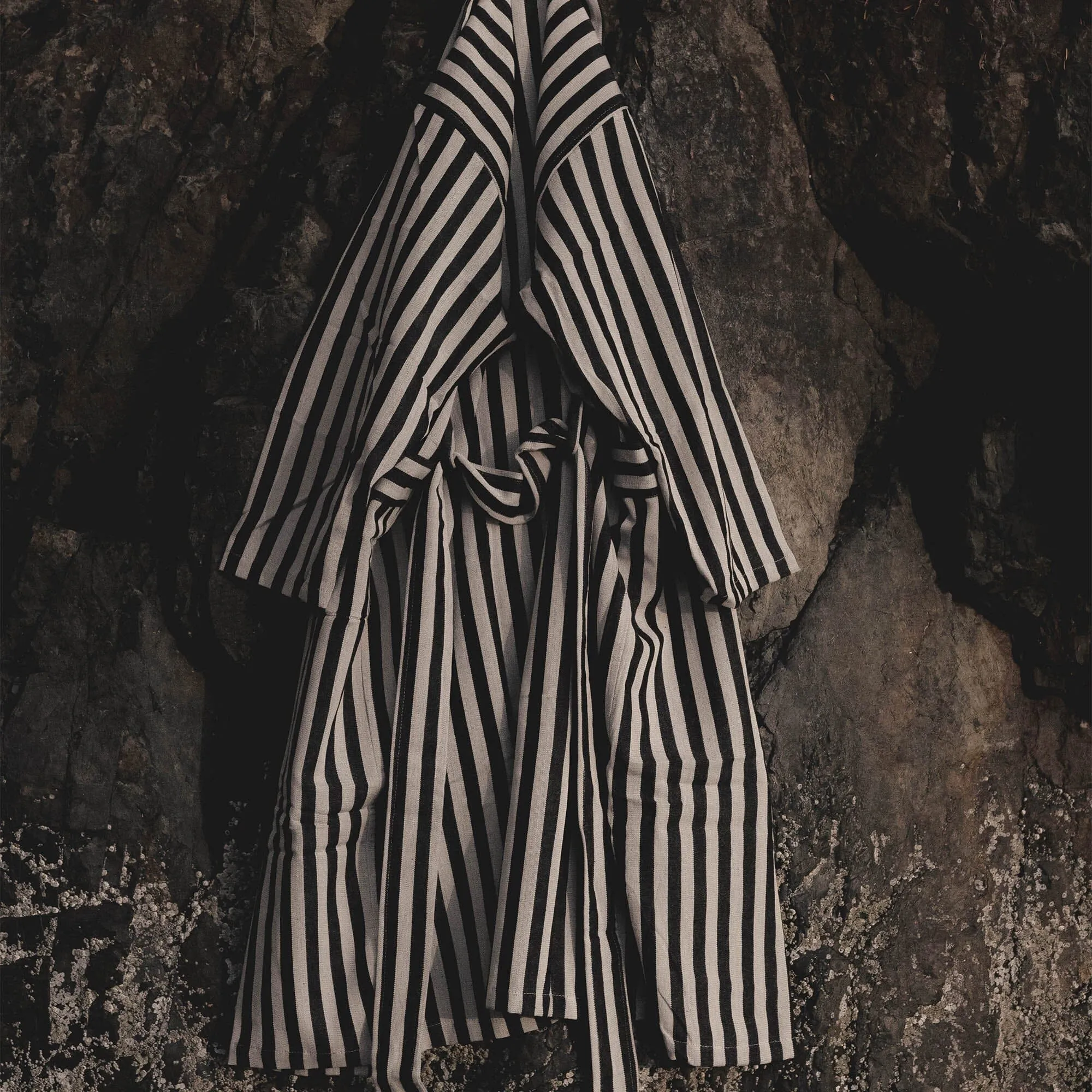 Turkish Linen Robe | Black Stripe