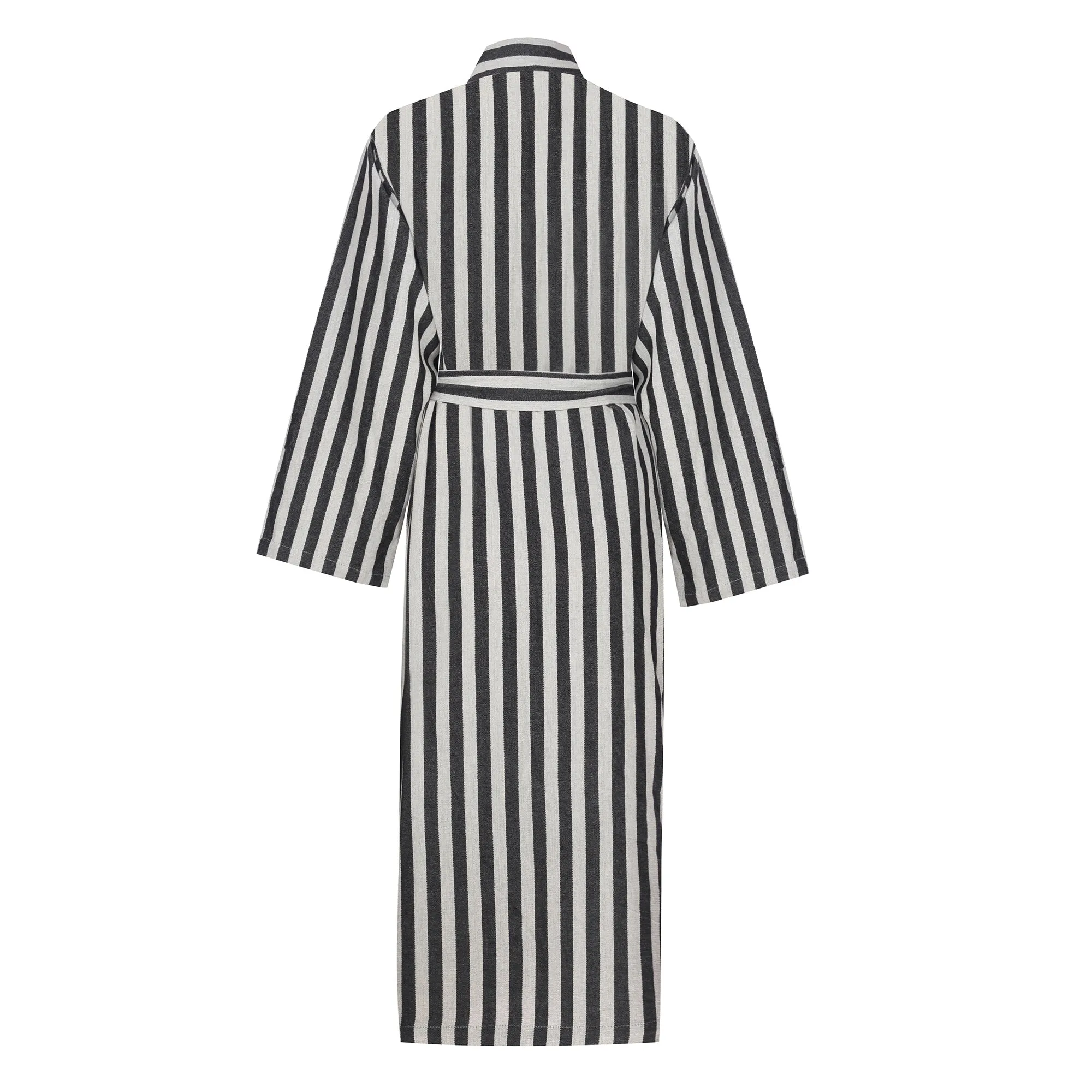 Turkish Linen Robe | Black Stripe