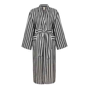 Turkish Linen Robe | Black Stripe