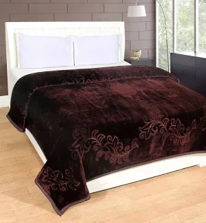 Ultra Soft Floral Single Bed Mink Winter Blanket: Coffee