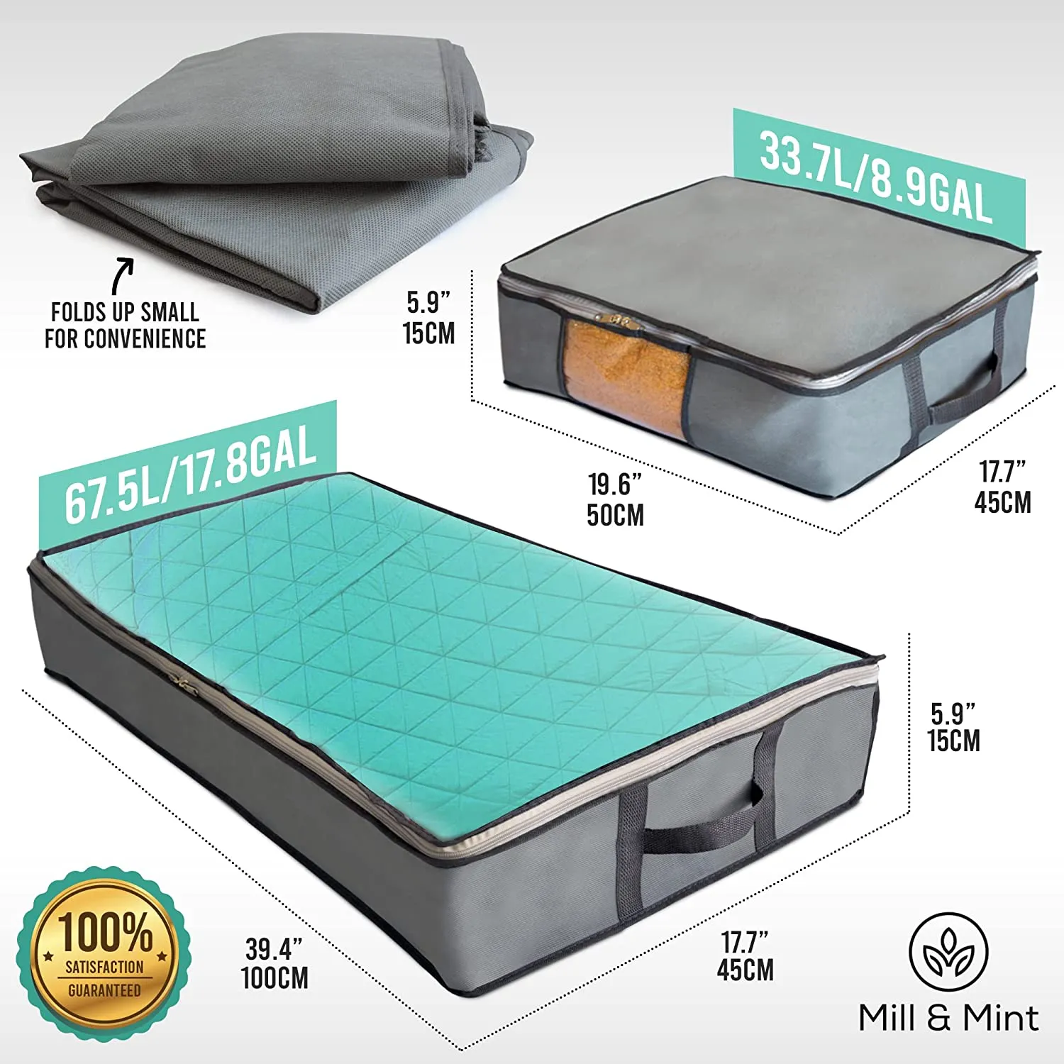 Undercover Cubes  3 Large Under Bed Storage Bags   1 Organizer Bin