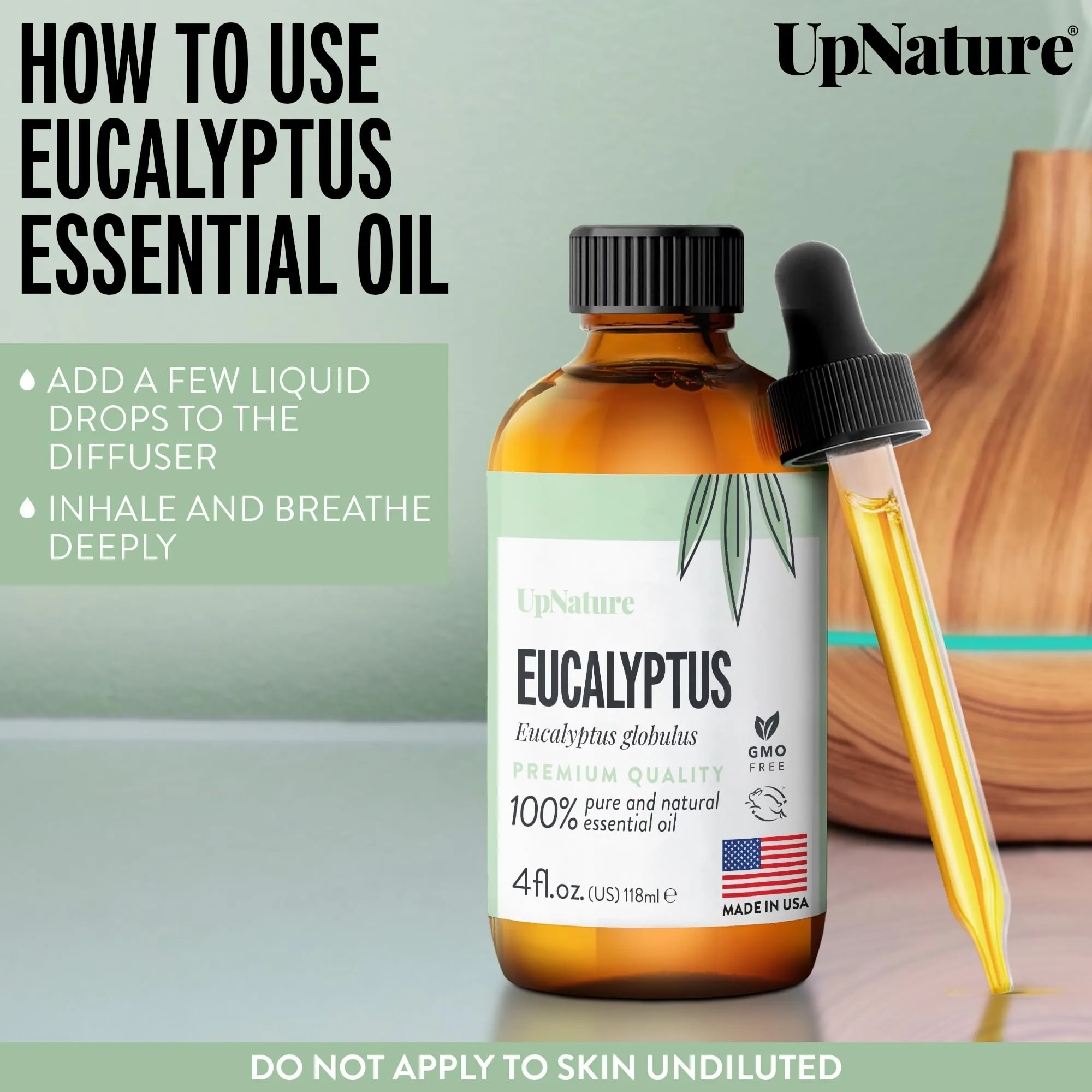 UpNature Eucalyptus Essential Oil 4oz   100% Pure Eucalyptus Oil - Undiluted Therapeutic Grade Essential Oils for Diffuser Aromatherapy