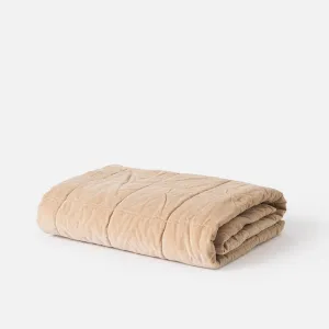 Velvet Quilted Throw (Biscuit) - 140 x 180cm