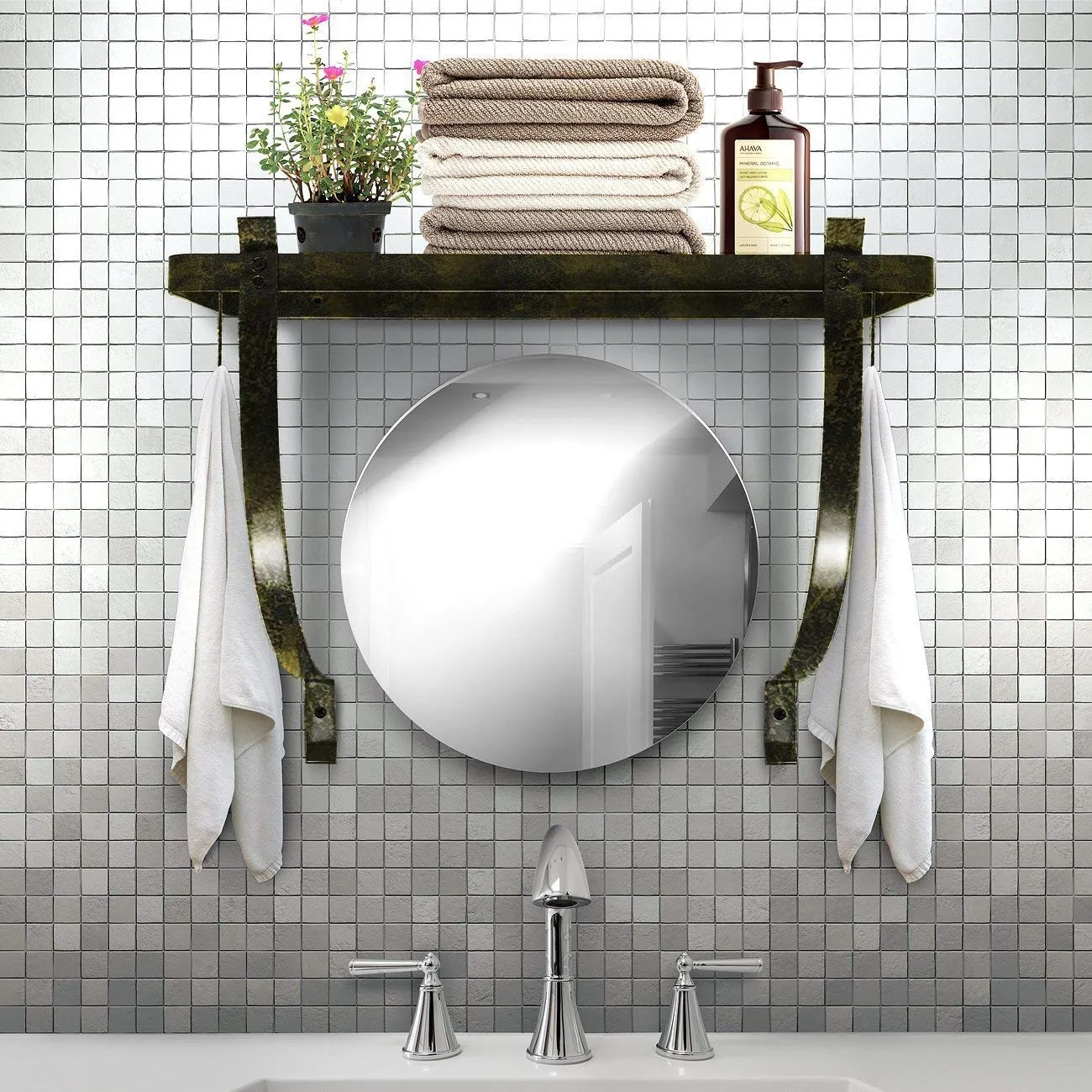 Wall Mounted Pot Rack with Hooks