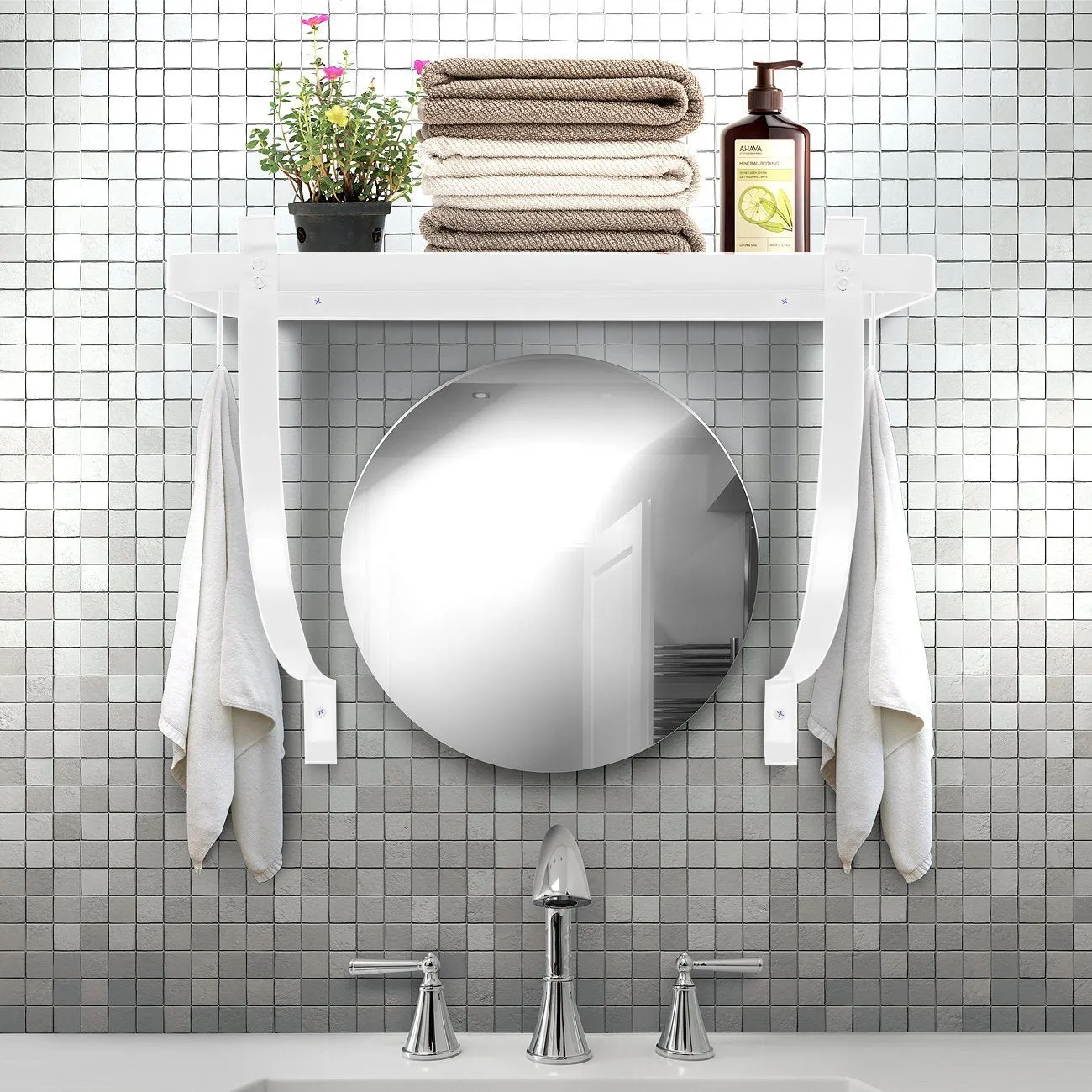 Wall Mounted Pot Rack with Hooks