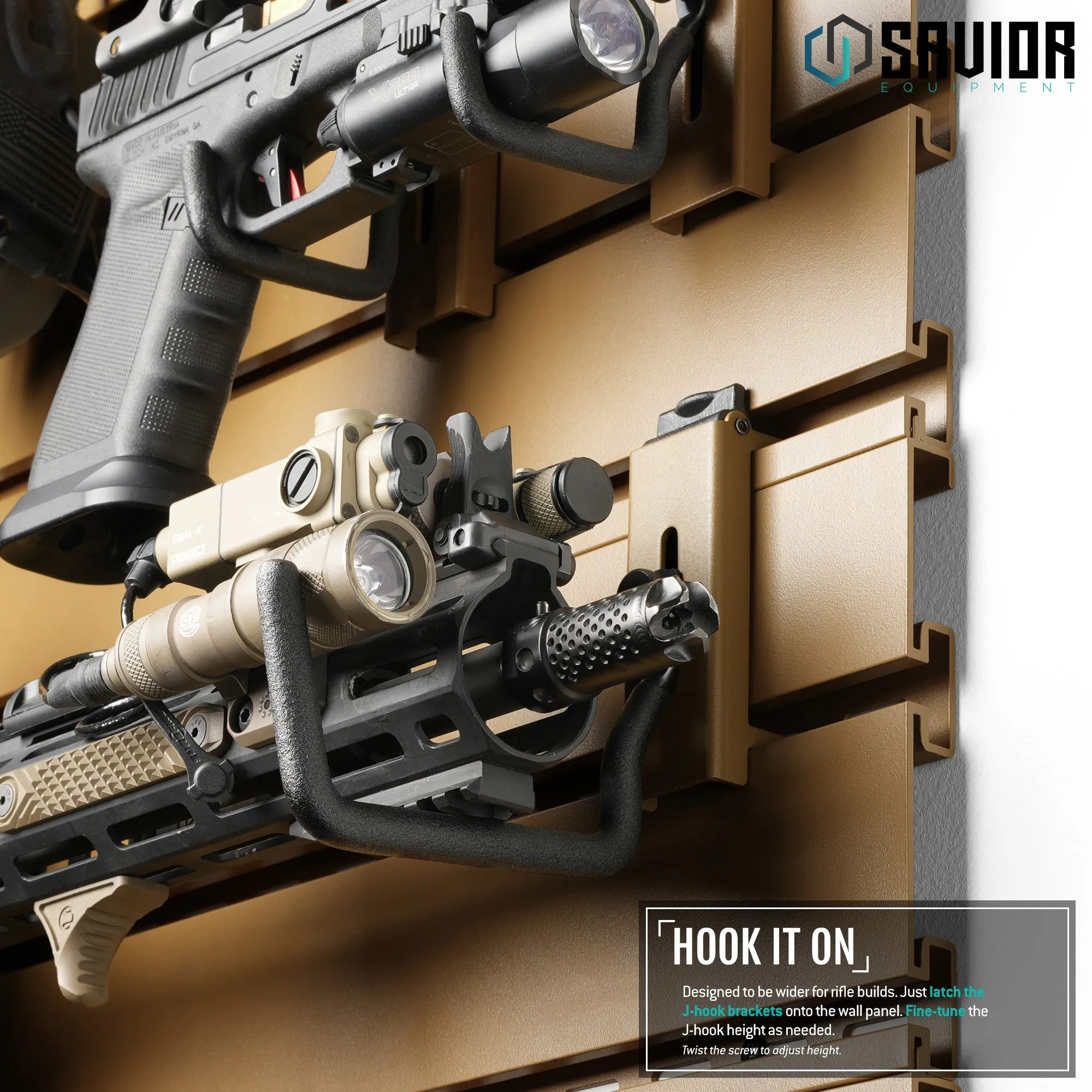 Wall Rack System - Adjustable J-Hook - Large - 2 Pack