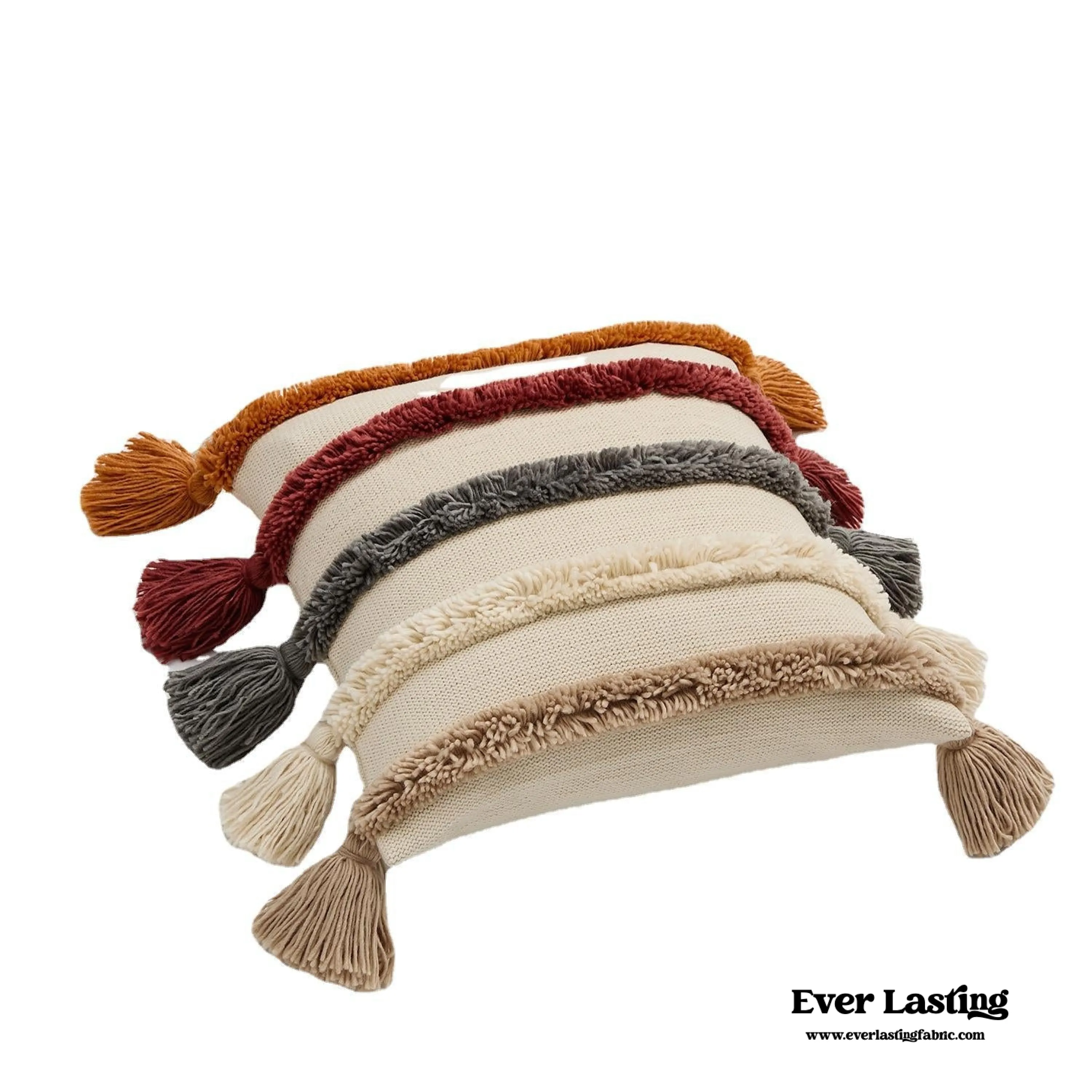 Warm Tone Fall Tufted Pillows with Tassels / Burnt Orange