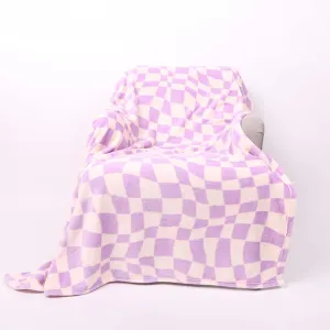 Wavy Checkered Blanket In Lavender