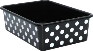 White Polka Dots on Black Large Plastic Storage Bin
