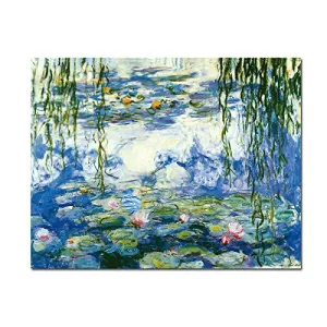 WIECO ART - WATER LILIES BY CLAUDE MONET OIL PAINTINGS FLOWERS REPRODUCTION EXTRA LARGE MODERN GALLERY WRAPPED GICLEE CANVAS PRINTS ARTWORK LANDSCAPE PICTURES ON CANVAS WALL ART FOR HOME DECORATIONS