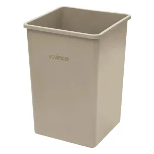 Winco PTCS-35BE 35 Gallon Beige Square Trash Can, 19-1/2" x 27-5/8"