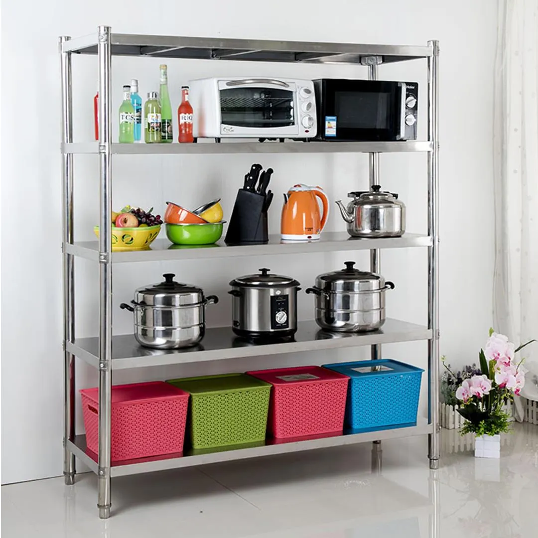 z 4 Tier Stainless Steel Shelving Unit Display Shelf Home Office 150CM